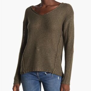 RDI mesh cotton long sleeve sweater top green size small Nordstrom